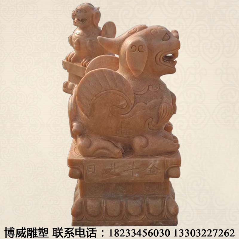 石雕貔貅供應(yīng)石貔貅晚霞紅貔貅一對鎮(zhèn)宅*漢白玉貔貅門口看門青石貔貅廠家直銷