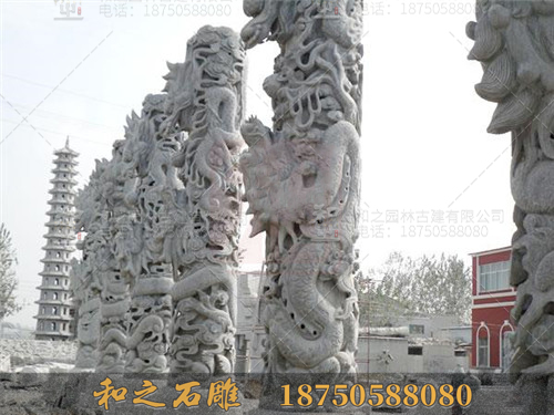 石雕龍柱子廠家雕刻青石石雕龍柱  花崗巖龍柱 仿古石雕龍柱