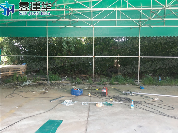 嶧城區(qū)戶外伸縮推拉雨篷鑫距華量大 室外戶外倉庫伸縮推拉雨篷