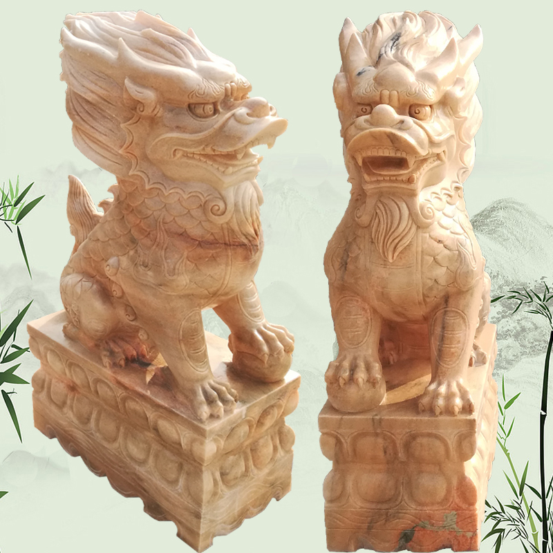 供應(yīng)晚霞紅麒麟石雕漢白玉麒麟一對(duì)鎮(zhèn)宅青石麒麟看門(mén)*石頭麒麟廠家直銷(xiāo)