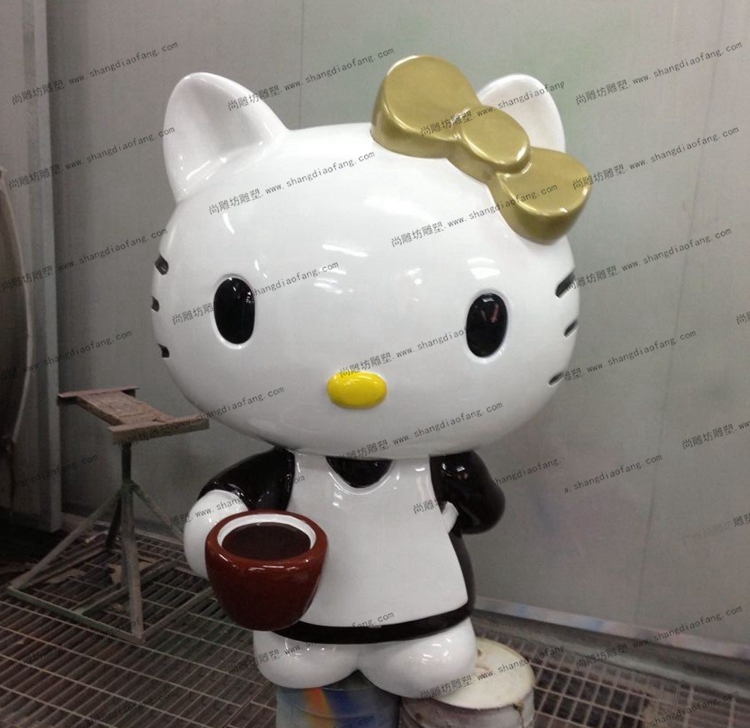 helloKitty貓玻璃鋼卡通雕塑合成樹(shù)脂工藝品商場(chǎng)樂(lè)園裝飾擺件汽車(chē)漆噴繪