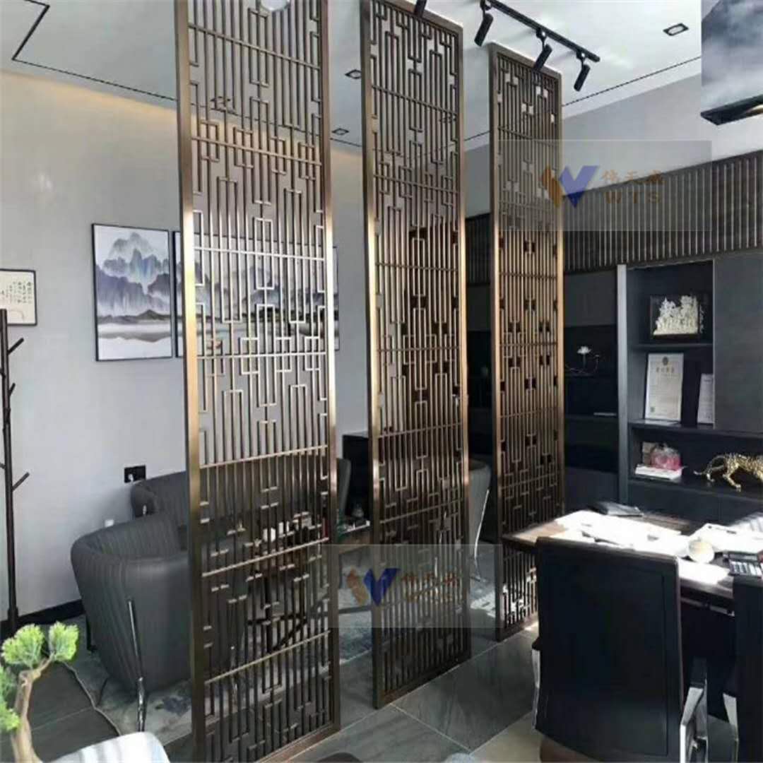 家庭酒店裝飾不銹鋼隔斷屏風(fēng)玫瑰金不銹鋼花格偉天盛廠家直銷