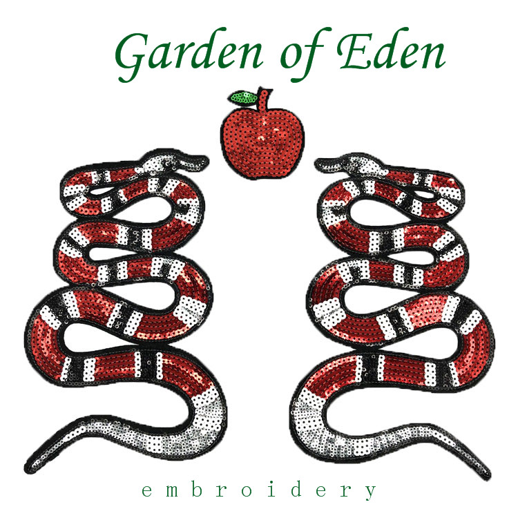 亮片蛇刺繡布貼服裝裝飾輔料背膠熨燙補(bǔ)丁貼小號珠片繡服裝胸標(biāo)袖標(biāo)