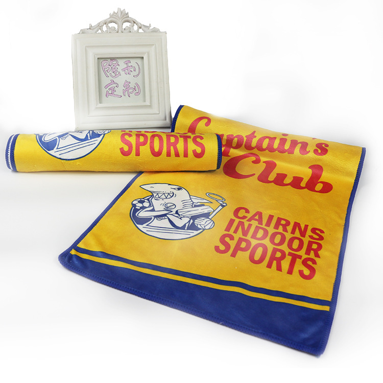 隆利工廠直營批發(fā) 外貿(mào)定制超細纖維鯊魚圖案印花毛巾LOGO 超細纖維印花毛巾