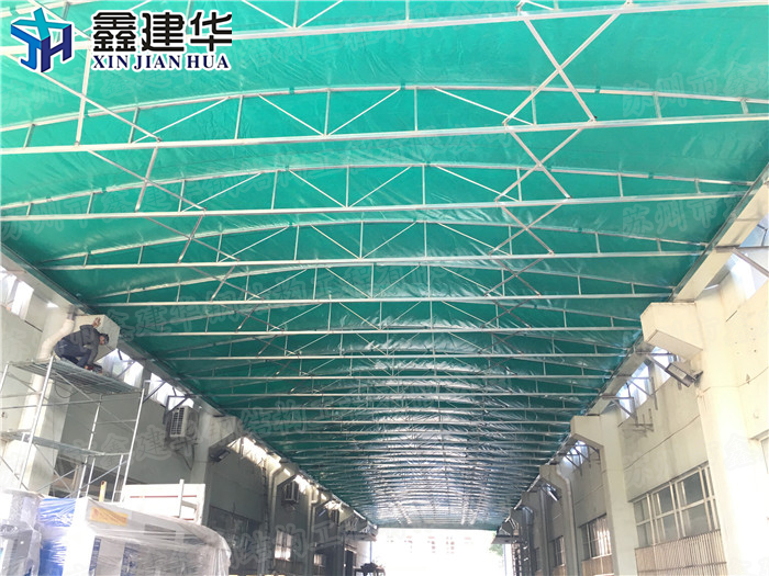 山東蘭山區(qū)戶外推拉物流倉(cāng)庫(kù)雨棚 活動(dòng)伸縮雨篷廠家直銷