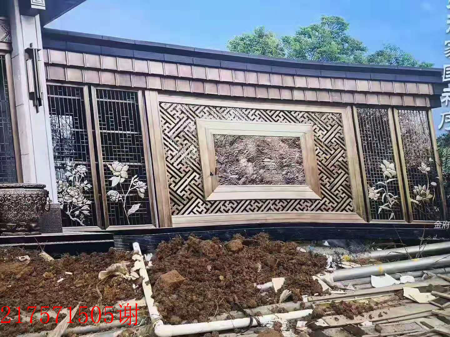 中式拉絲黑金不銹鋼隔斷屏風(fēng) 眾鈺金屬制品