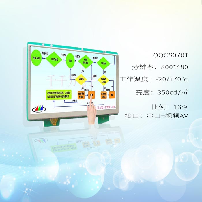 7寸工業(yè)觸摸液晶顯示器/寬屏點陣800*480 千千萬電子7寸工業(yè)觸摸顯示器