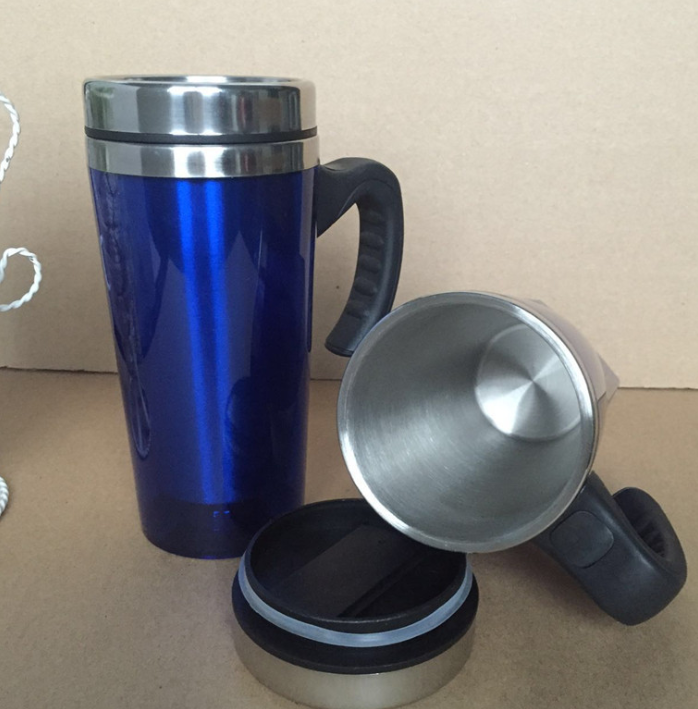 廠家直銷外塑內(nèi)鋼不銹鋼車載杯密封蓋 廣告杯 帶手柄汽車杯