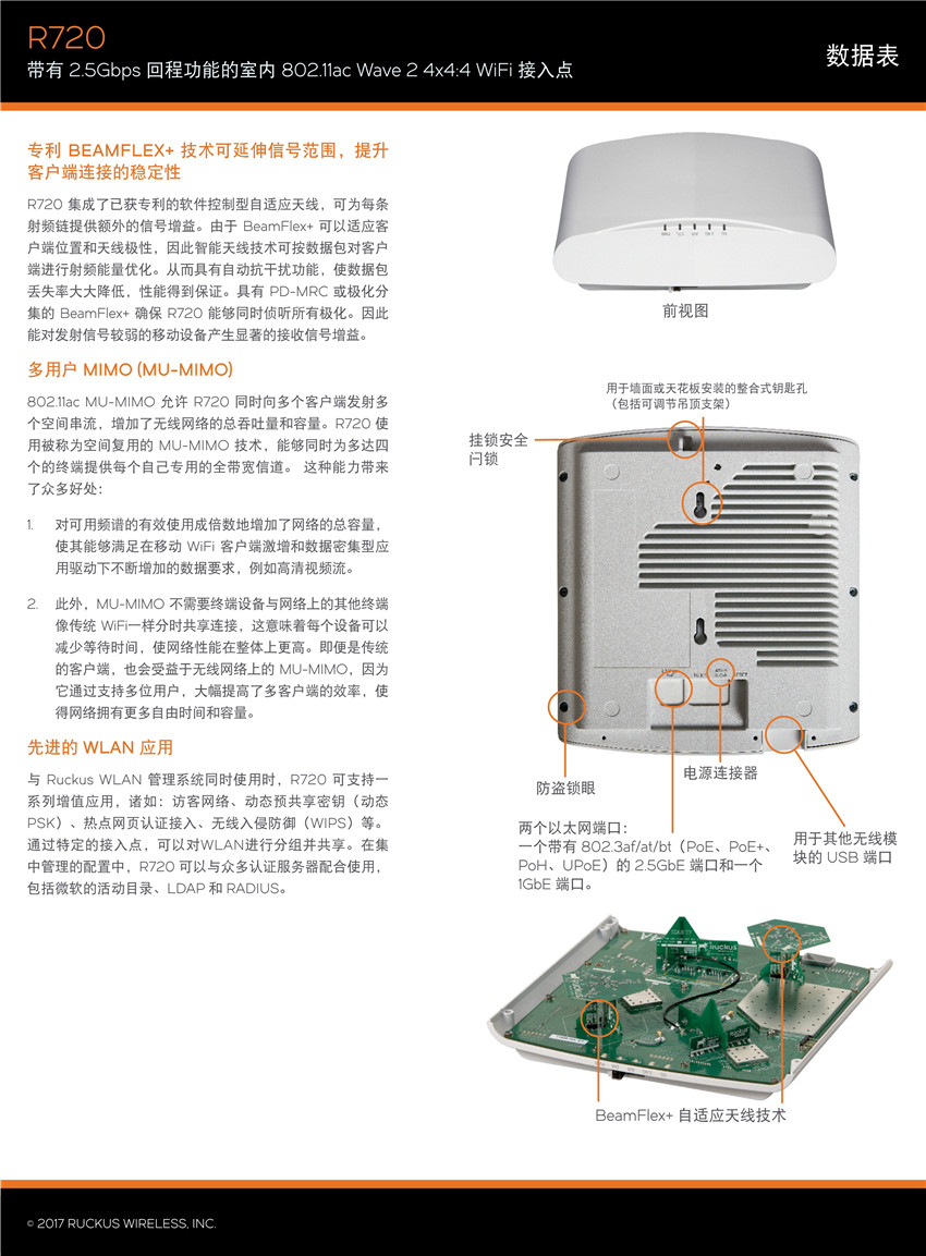 美國優(yōu)科R720室內(nèi)無線AP Ruckus R720室內(nèi)企業(yè)級AP優(yōu)科901-R720-WW00吸頂式千兆AP