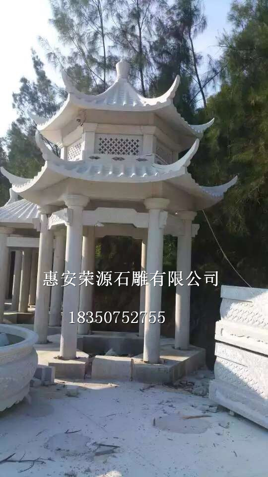 惠安石雕亭子庭院戶外石雕涼亭四角亭
