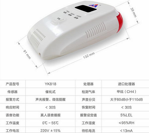 河北永康燃氣報警器YK818廠家直售，可聯(lián)動切斷閥