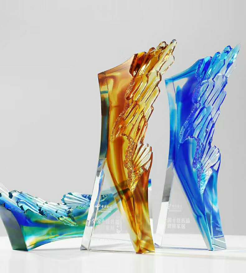 水晶獎杯彩色冰山創(chuàng)意水晶獎杯制作 比賽定制 *員工年會*