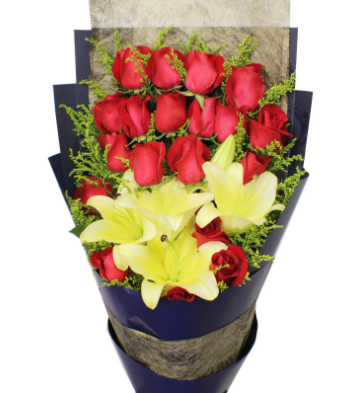 生日鮮花速遞同城深圳19朵紅玫瑰花束百合同城花店送花全國(guó)送愛(ài)人