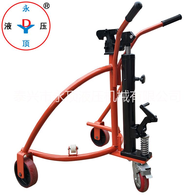 300公斤聚胺酯紅輪油桶搬運車 油桶移位器 鐵輪腳踏液壓手推油桶叉車