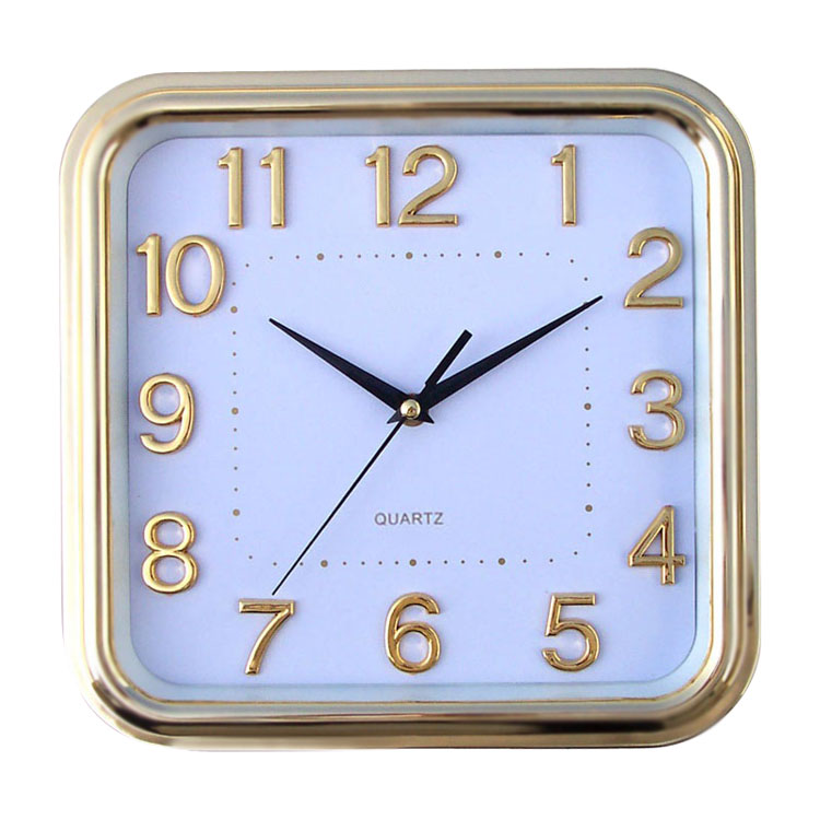 手表廠家定制新款家居禮品方形金屬邊框靜音掛鐘