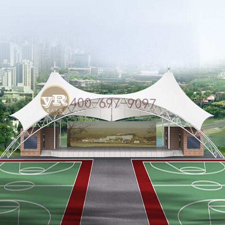 膜結(jié)構(gòu)舞臺遮陽棚文化廣場膜結(jié)構(gòu)舞臺設(shè)計張拉膜結(jié)構(gòu)舞臺安裝