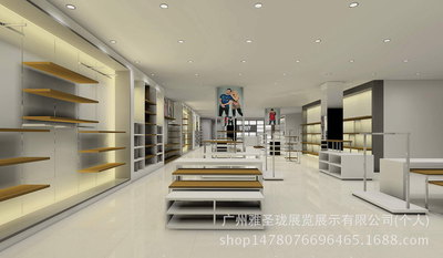 男裝休閑服展柜 服裝特賣場木質(zhì)烤漆高柜 休閑服裝店高柜中島展臺(tái)  中島架展臺(tái)