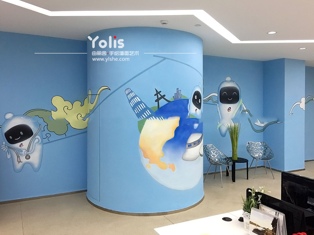 寫(xiě)字樓墻繪*壁畫(huà) 彩繪噴繪3d立體畫(huà)