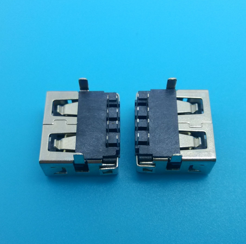 工廠供應(yīng) USB2.0AF90度插板 批發(fā)直邊LCP灰膠 6.8H usb雙面插報價