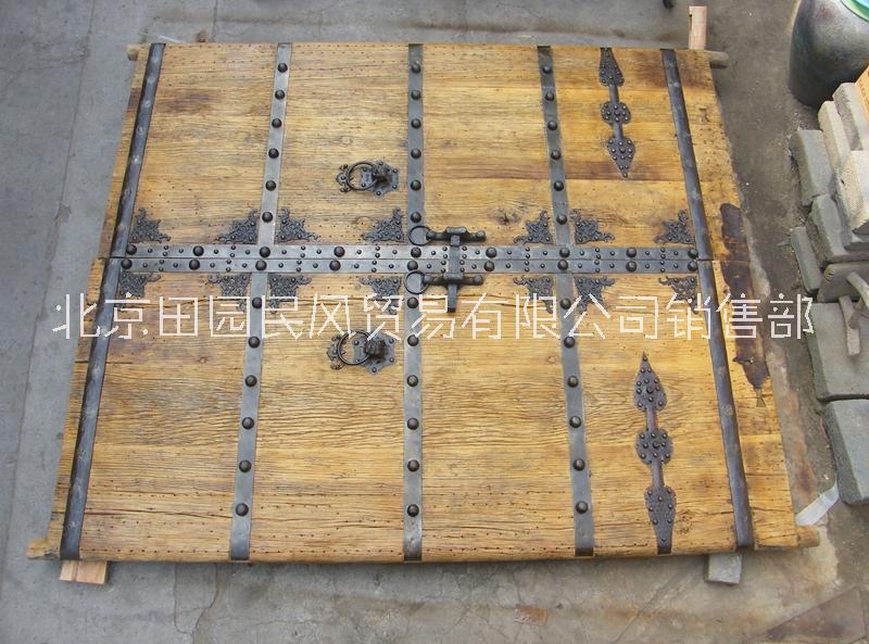 木門(mén)定制實(shí)木門(mén) 仿古庭院大門(mén) 酒店別墅 老榆木中式進(jìn)戶(hù)門(mén)入戶(hù)雙開(kāi)門(mén)