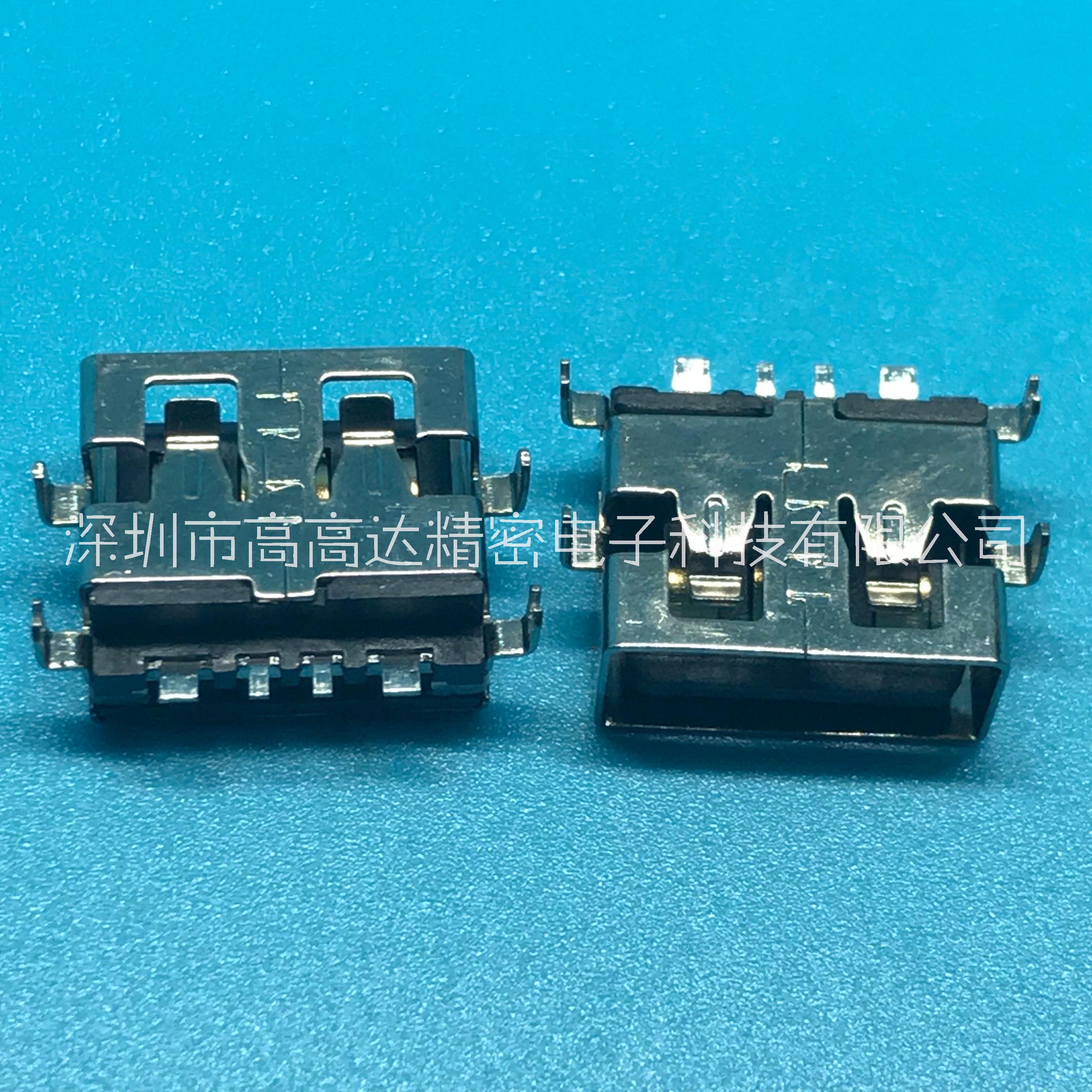 USB2.0AF短體沉板11.0卷邊貼板LCP灰膠鐵殼1.9沉板 大電流