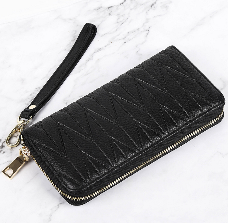 2018新款*歐美簡約個性長款真 皮錢包定制韓版時尚女士真 皮錢包