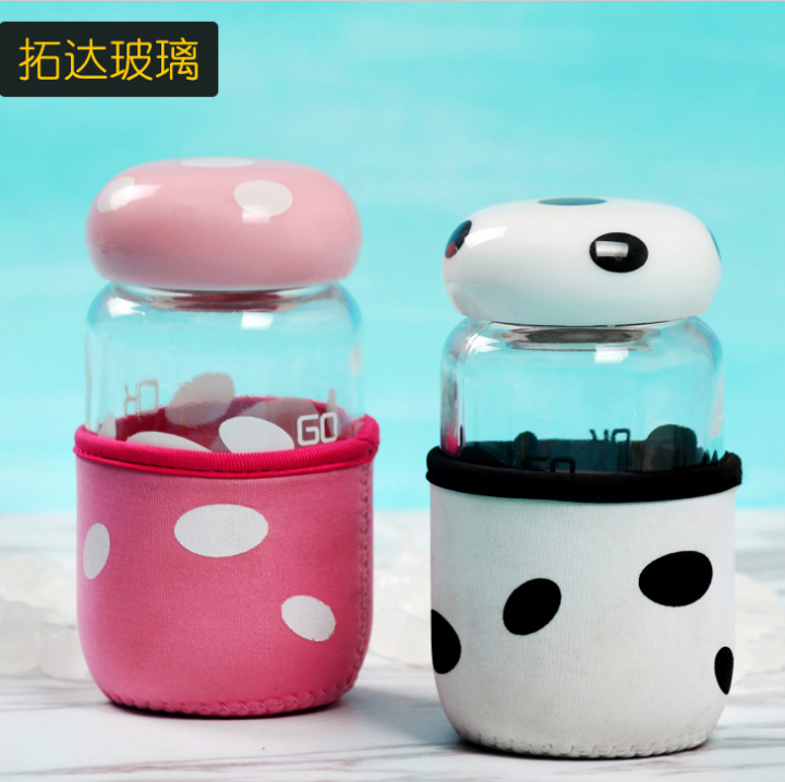 批發(fā)蘑菇杯玻璃水杯廣告定制水杯隨手杯戶外耐高溫水杯定制logo