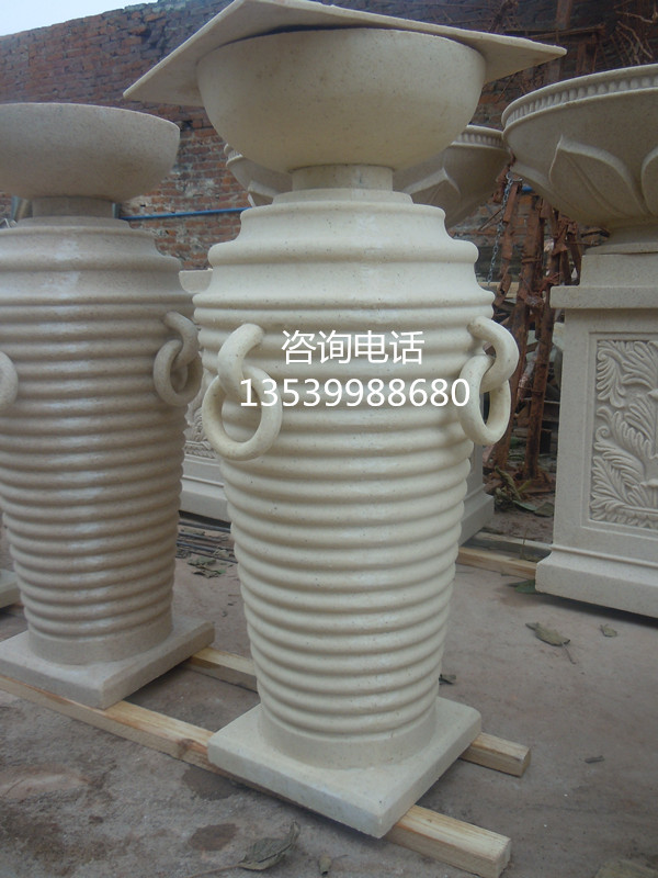 東南亞風(fēng)格人造石材花缽|園林景觀綠化石雕花盆|人造砂巖花缽容器