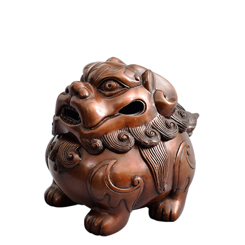 靈獸獅子爐鎮(zhèn)宅辟邪香薰爐香道檀香線香盤香香插銅包柱