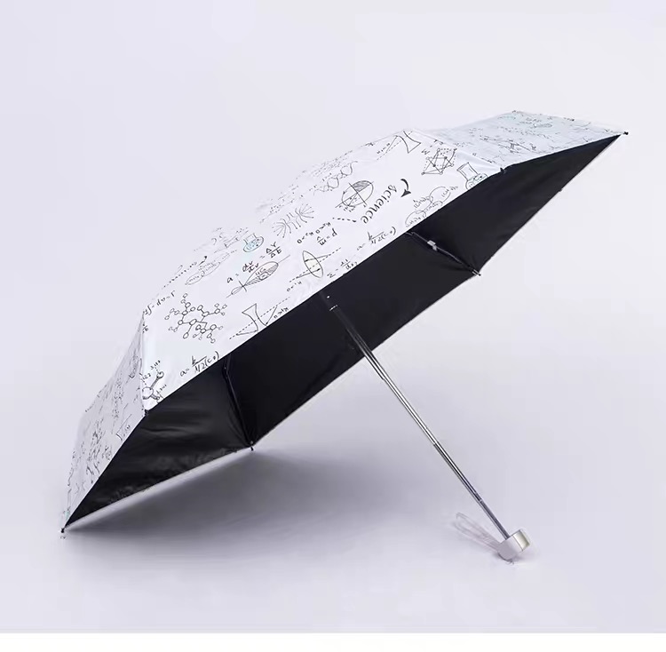 超輕迷你五折太陽傘，晴雨兩用防曬*黑膠太陽傘口袋傘，太陽傘女