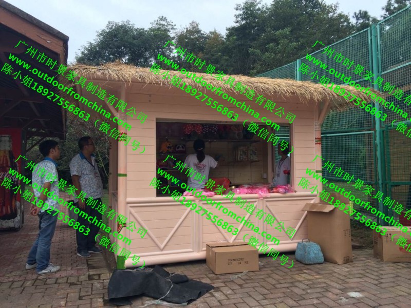 戶外小吃手推車美食街串串香實(shí)木售貨車 防腐木公園水果售賣車