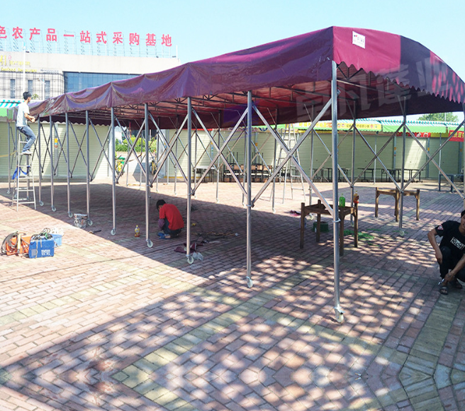 大排檔推拉棚倉(cāng)庫(kù)活動(dòng)推拉帳篷戶外移動(dòng)推拉雨棚大型伸縮遮陽(yáng)蓬