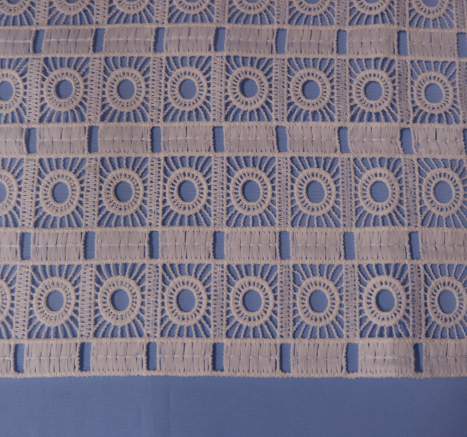 水溶牛奶絲花邊刺繡滿幅花邊，服裝刺繡花邊條碼滿幅面料