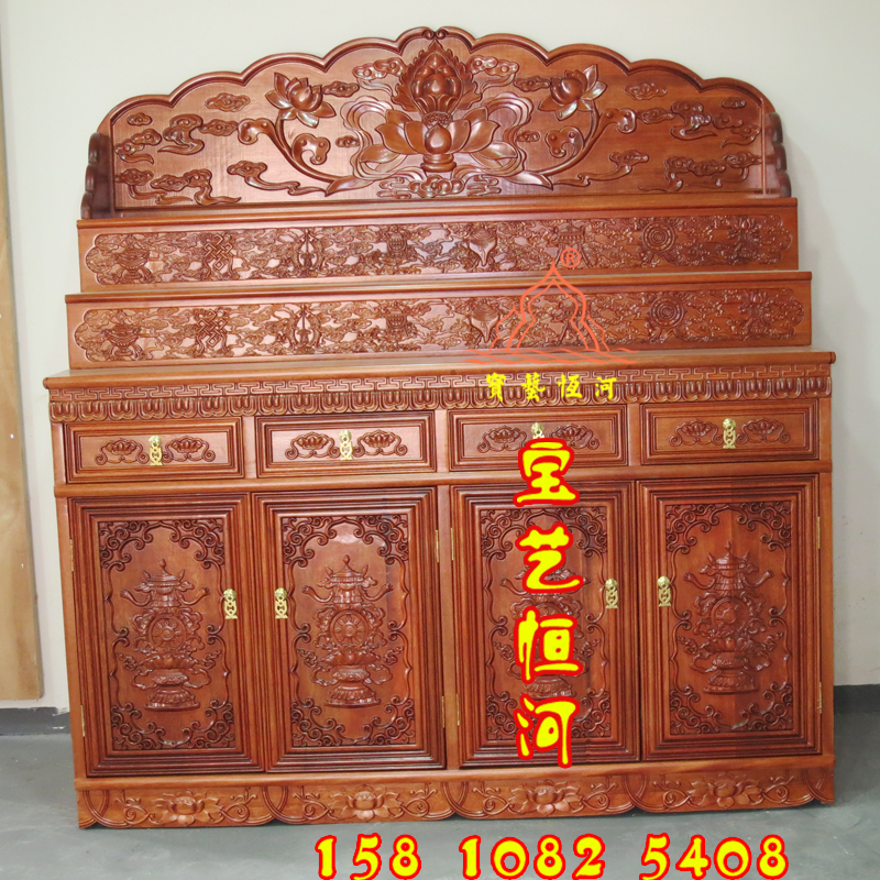 151藏式三層佛臺(tái)佛臺(tái)佛堂佛龕帶靠背屏風(fēng)