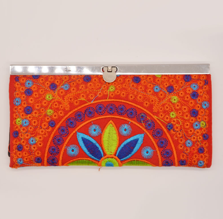 中國(guó)風(fēng)民族復(fù)古雙面繡花錢包 長(zhǎng)款錢夾刺繡帆布手拿女包