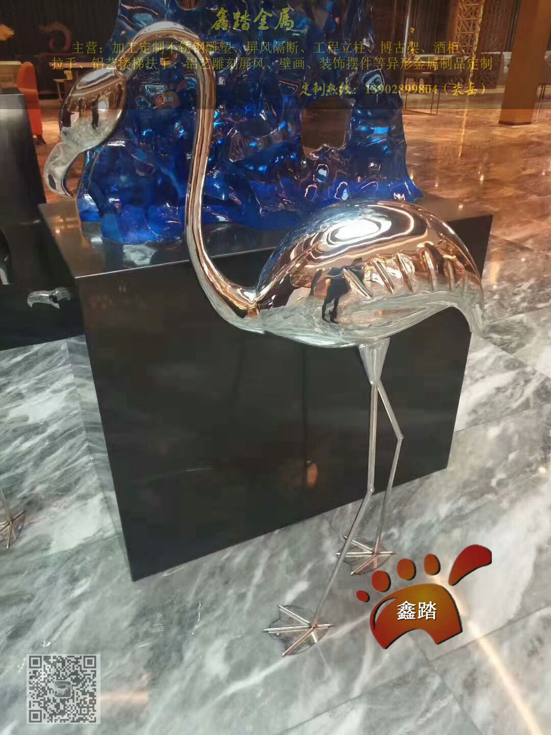 園林景觀雕塑鏡面不銹鋼火烈鳥小品 室內(nèi)室外均適合擺放的雕塑