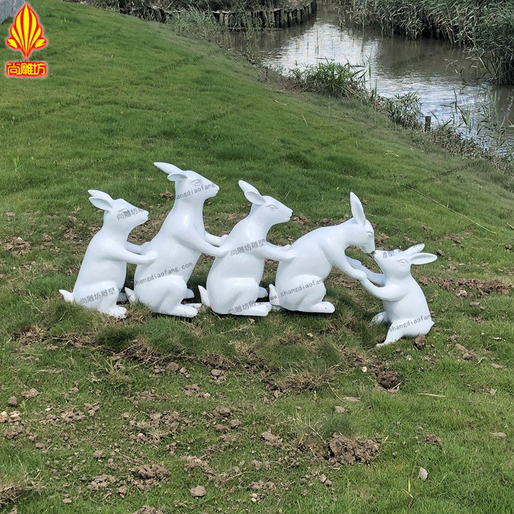 玻璃鋼園林景觀雕塑擺件 玻璃鋼兔子模型雕塑工藝品美陳擺件