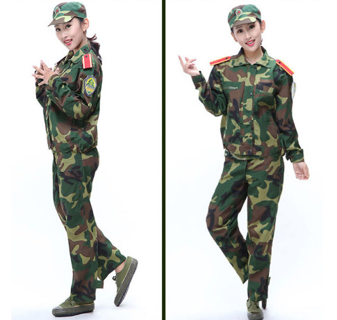 夏季學(xué)生軍訓(xùn)服 迷彩長袖套裝作訓(xùn)服 林地野營拓展軍迷服 可定制
