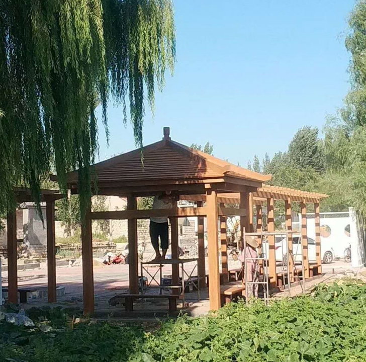 廠家定制六角防腐水泥涼亭 水泥仿木庭院四角涼亭 戶外四柱涼亭