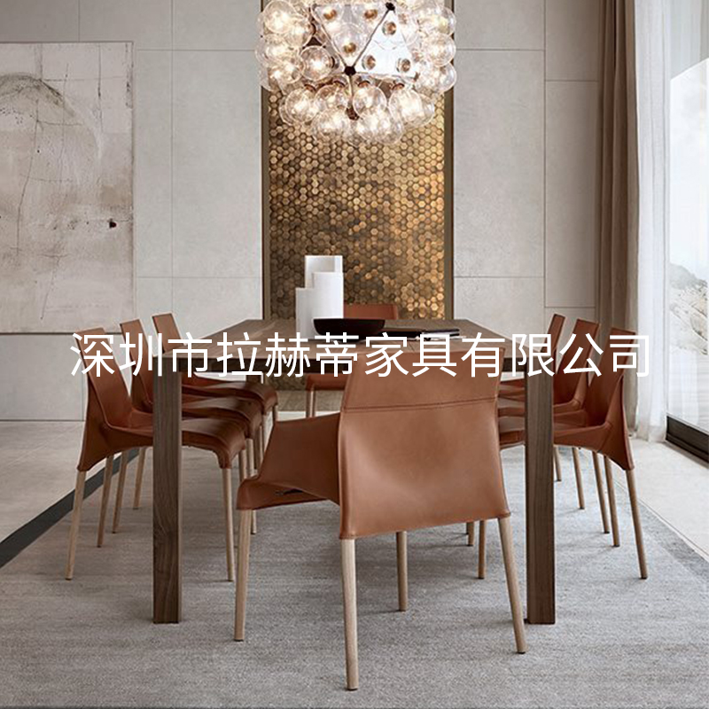 馬鞍皮餐椅 輕奢硬皮椅子價格/供應商 深圳拉赫蒂家具歡迎咨詢