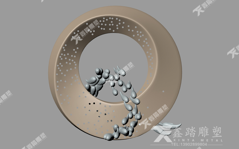 水景發(fā)光魚躍龍門雕塑 水景圓環(huán)不銹鋼雕塑  廣東佛山雕塑定做廠家