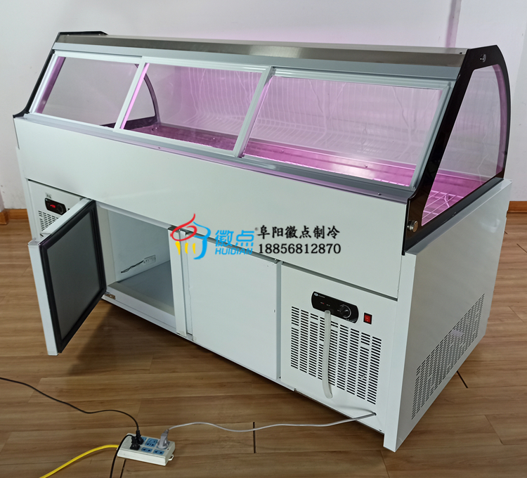 供應(yīng)界首鹵肉店展示柜生鮮超市保鮮柜玻璃罩熟食柜上冷藏下冷凍