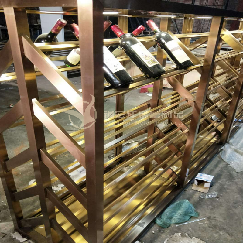 定制不銹鋼酒架展示架 落地葡萄酒架置物架簡約紅酒架柜