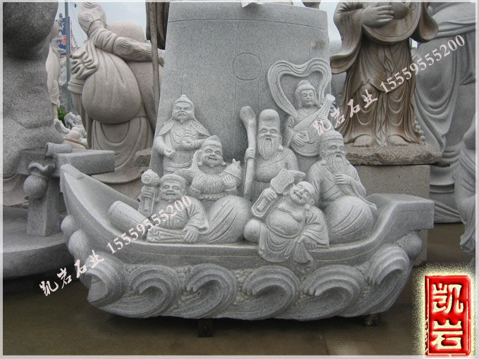 寺廟佛像石雕石雕七福神-凱巖石業(yè)