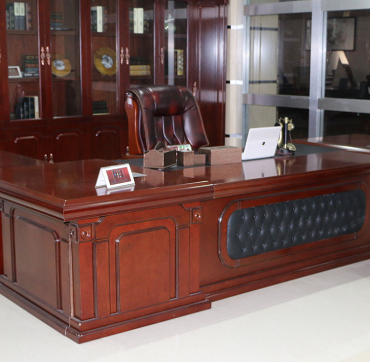 佛山中式老板桌廠家直銷 實(shí)木大班桌 實(shí)木皮封邊辦公家具 商業(yè)辦公桌可定制