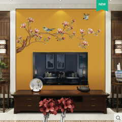 長沙 刺繡壁畫墻布廠家報(bào)價(jià)別墅樣板房背景墻定制