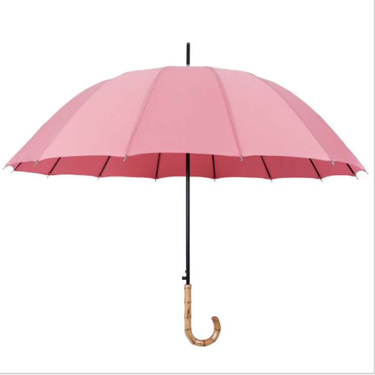 創(chuàng)意14骨彎柄直桿傘   約女小清新長(zhǎng)柄傘   自動(dòng)雨傘定制logo