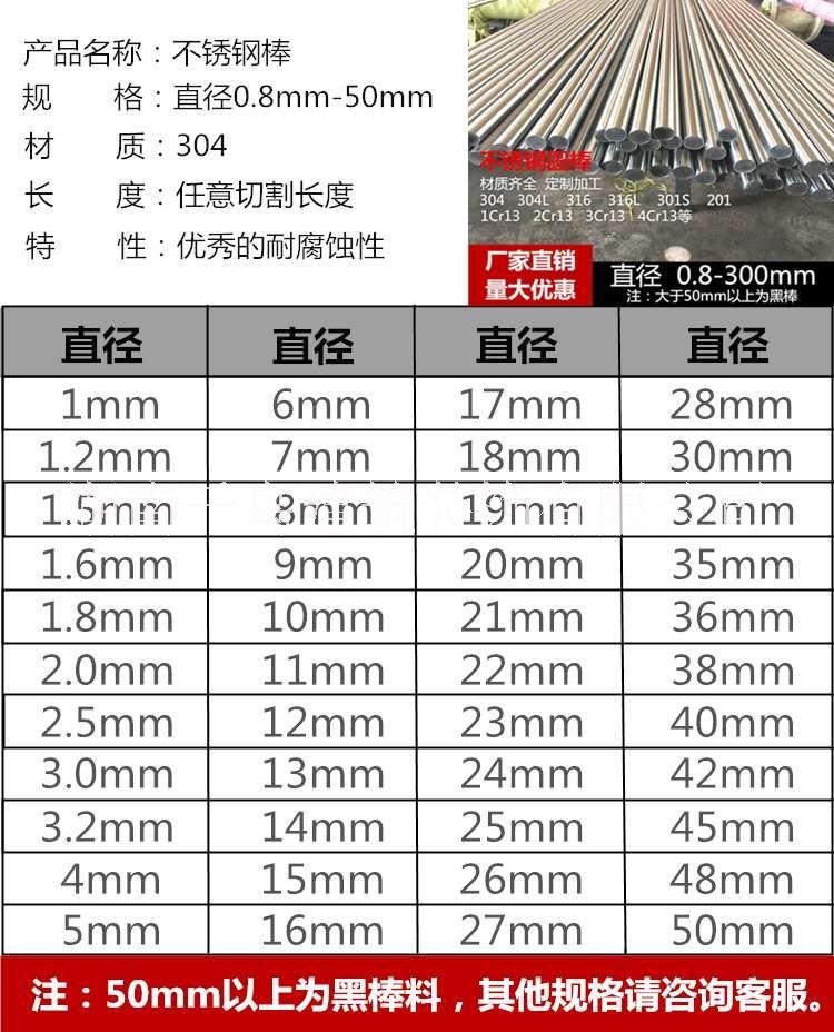 千鳥虹/304不銹鋼光圓   棒材實心圓棒圓條直條研磨棒光軸黑棒零切加工定做