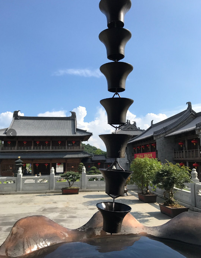 供棲霞別墅庭院用金屬落水雨鏈，花樣多，廠家銷售