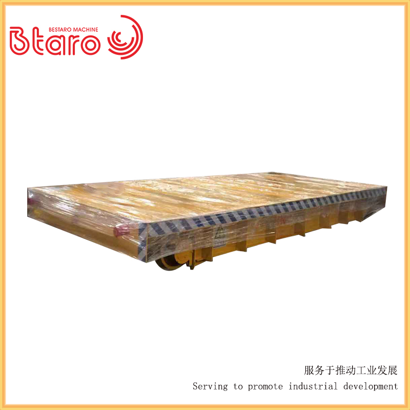 定制款軌道地平車工廠過(guò)跨運(yùn)輸工件用電機(jī)驅(qū)動(dòng)軌道電動(dòng)平板車